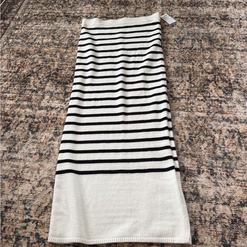 SO Black and White Striped Maxi Skirt